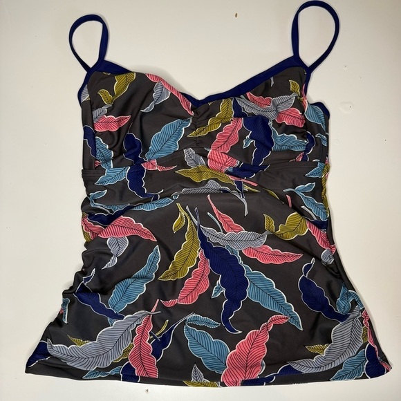 Boden Other - Boden Black Blue and Pink Leaf Patterned Camisole Tankini TOP ONLY Size US 4 GUC